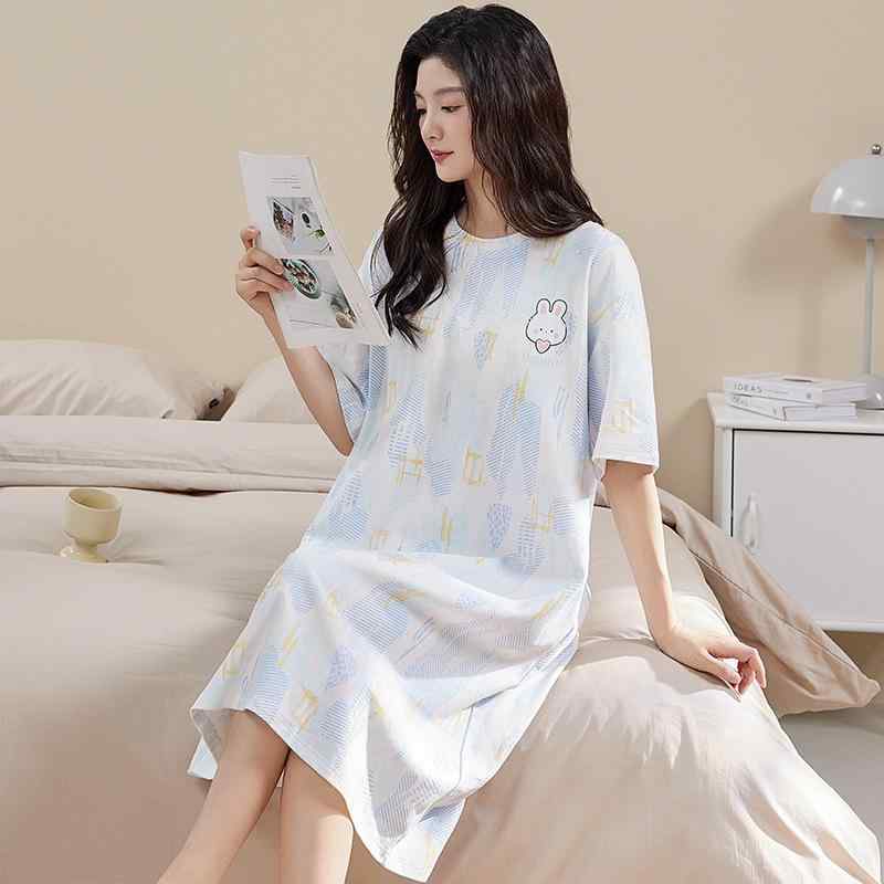 ワンピース レディース 半袖 ルームウェア 部屋着 寝巻き コットン100％ M L XL XXL 夏 涼しい かわい..