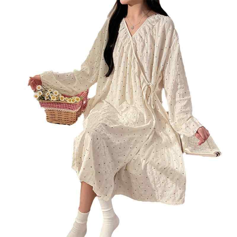 ワンピース レディース 妊婦 春秋 クラウドコットン 長袖 膝丈 部屋着 パジャマ かわいい Vネック 妊娠..