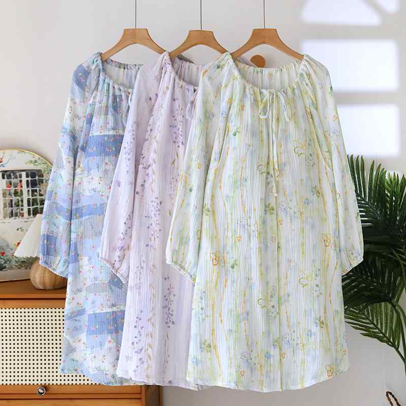 マタニティウェア レディース 授乳服 春夏 産前産後 ワンピース 綿100% ルームウェア 部屋着 前開き 長..