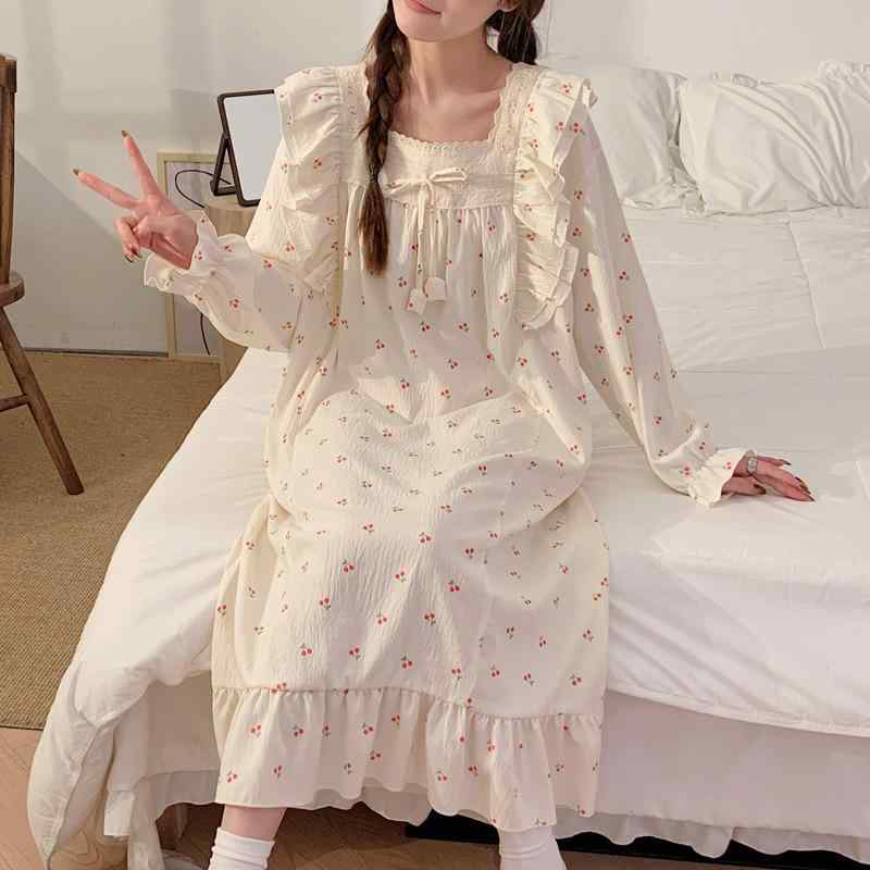 マタニティウェア レディース 授乳服 クラウドコットン パジャマ ワンピース 春秋 長袖 ロング丈 産褥 ..