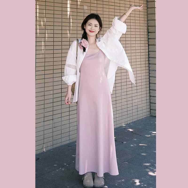 マタニティワンピース レディース 春秋 長袖 シャツワンピース セットアップ 授乳服 ロング丈 妊婦服 ..