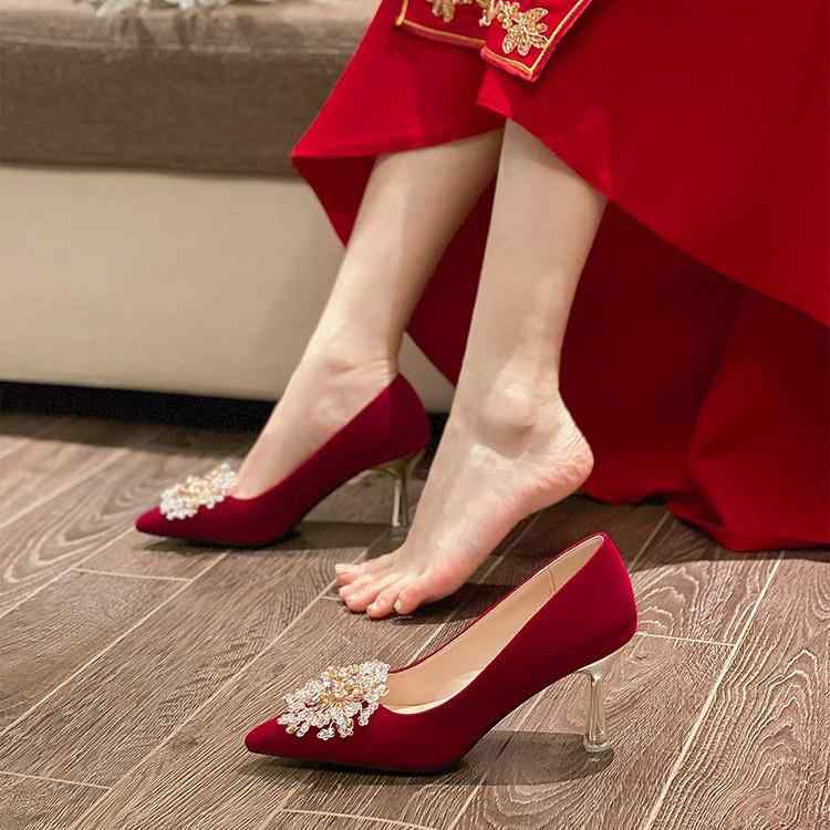 ウェディング シューズ レディース ブライダル シューズ 赤 結婚式 パンプス ハイヒール ポインテッドトゥ 幅広 3cm 5cm 7cm 9cm 春夏 秋冬