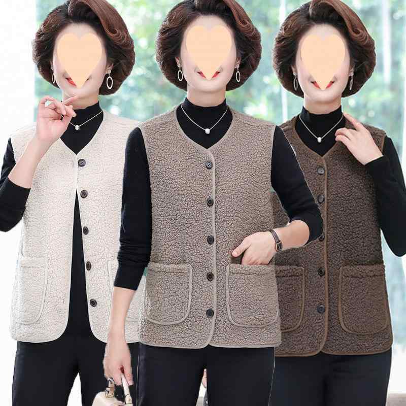 ベスト レディース 中高年 女性用 トップス 春秋 婦人服 ママ お母さん 背広 チョッキ 襟なし ポリエス..