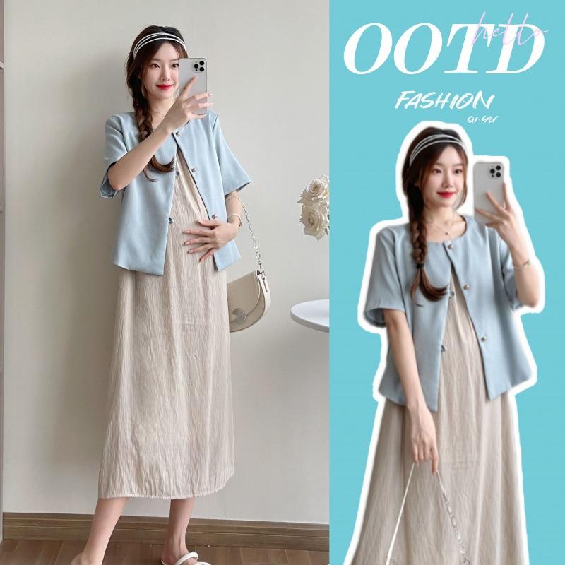 マタニティ ワンピース 春夏 アンサンブル 授乳服 妊婦服 産前産後 パジャマ 部屋着 9分袖 7分丈パンツ..