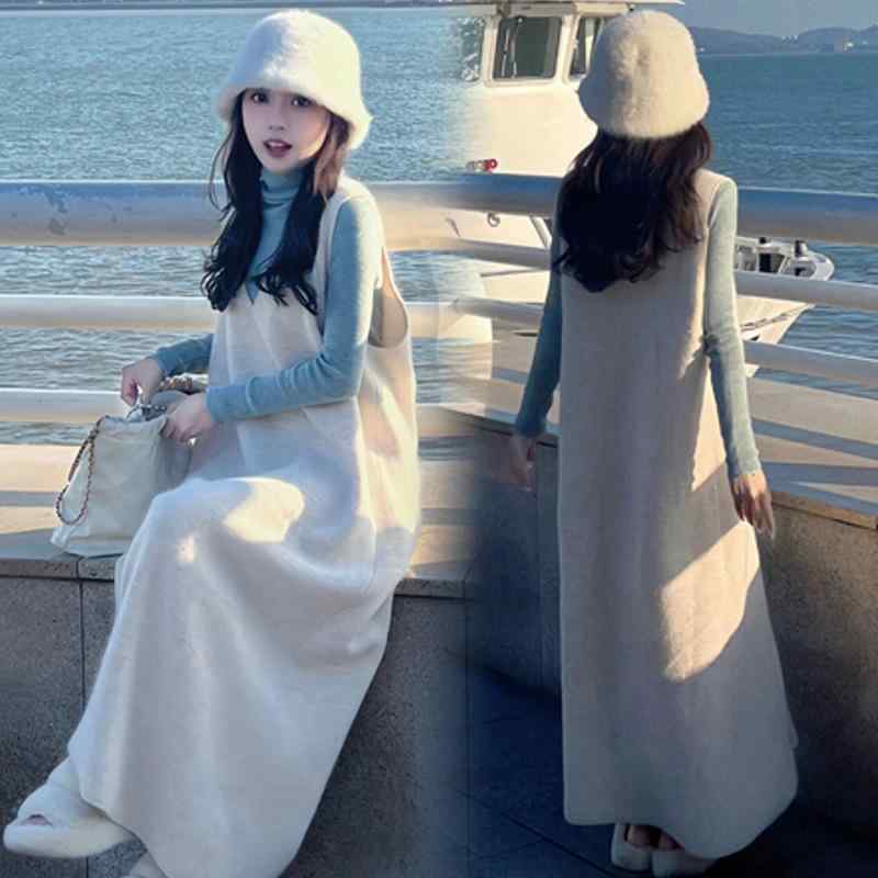 マタニティ ワンピース ニット セットアップ 妊婦服 授乳服 春秋 アクリル ゆったり かわいい ナチュラ..