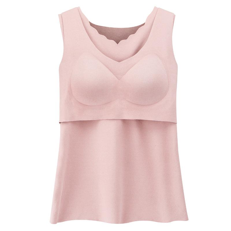 タンクトップ レディース 授乳 キャミソール カップ付き マタニティ 産後 Vネック 無袖 保温 肌色 ブル..