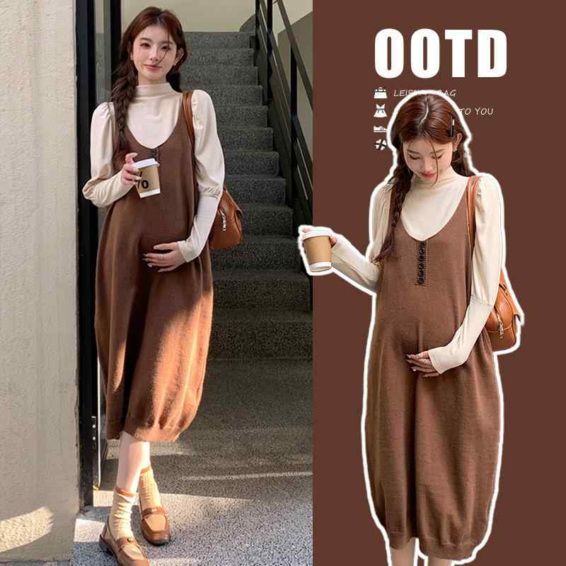 ニット レディース 秋冬 セットアップ マタニティ 授乳服 トップス ニットベスト ワンピース 妊婦服 暖..