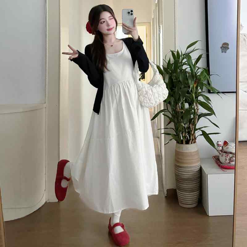 ワンピース レディース マタニティ 妊婦 春秋 コットン ニット カーディガン セットアップ 膝丈 ミモレ..