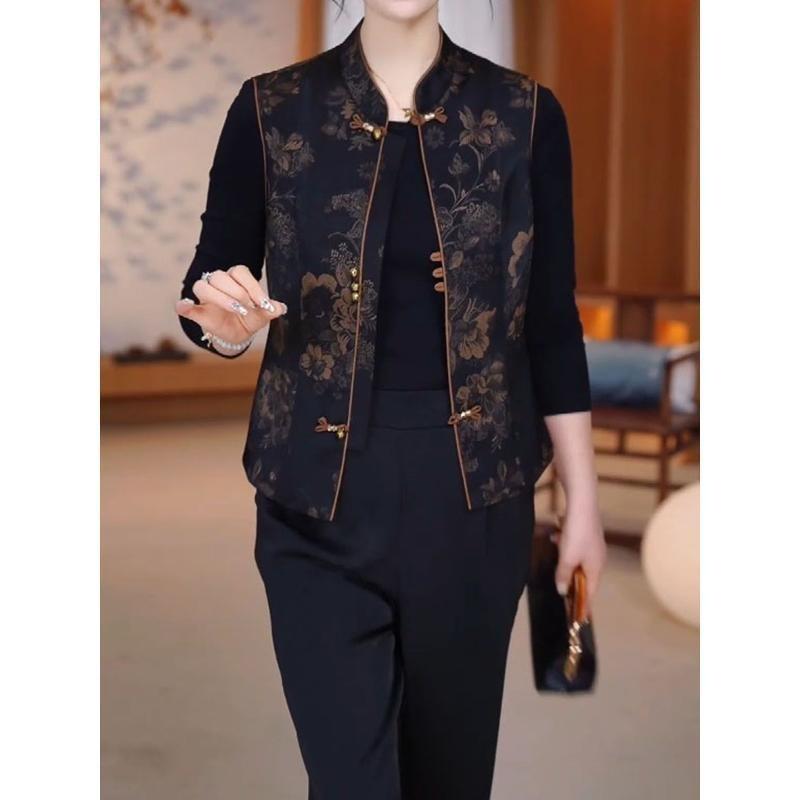 ベスト レディース 春夏 チャイナドレス風 レトロ エレガント トップス ノースリーブ 和風 花柄 民族風..