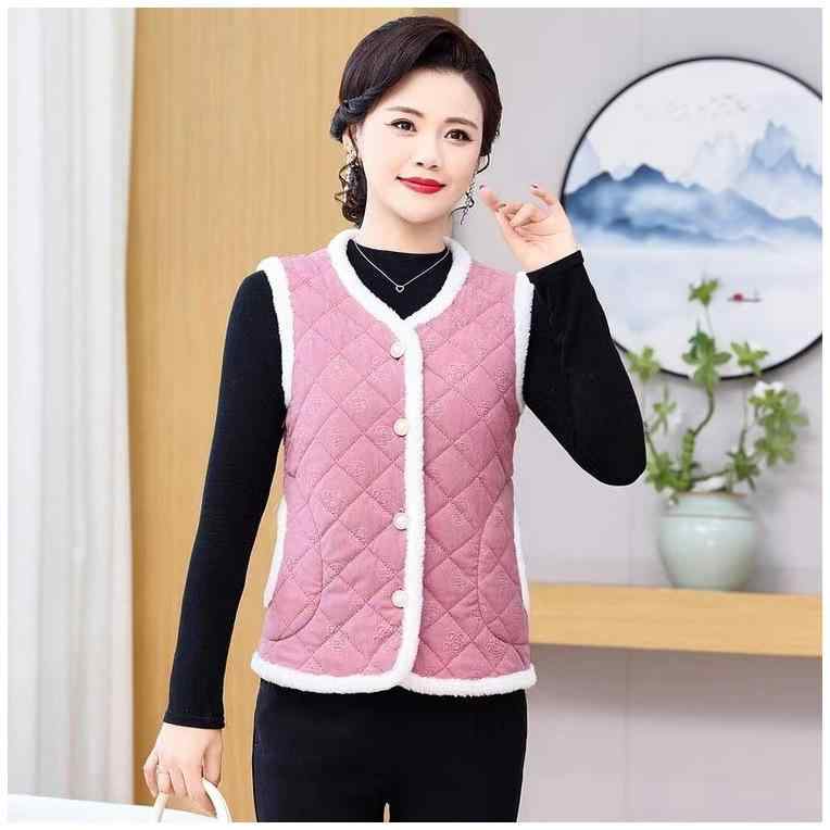 ベスト レディース ミセス 秋冬 裏起毛 Vネック あったか 保温 防寒 ノースリーブ トップス カットソー..