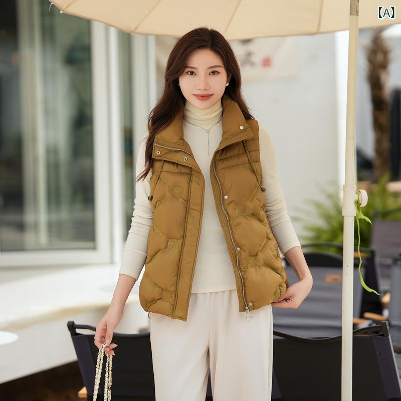 ベスト レディース 秋冬 無地 ジップアップ 中綿 ゆったり あったか シニア ミセス ベスト トップス ア..