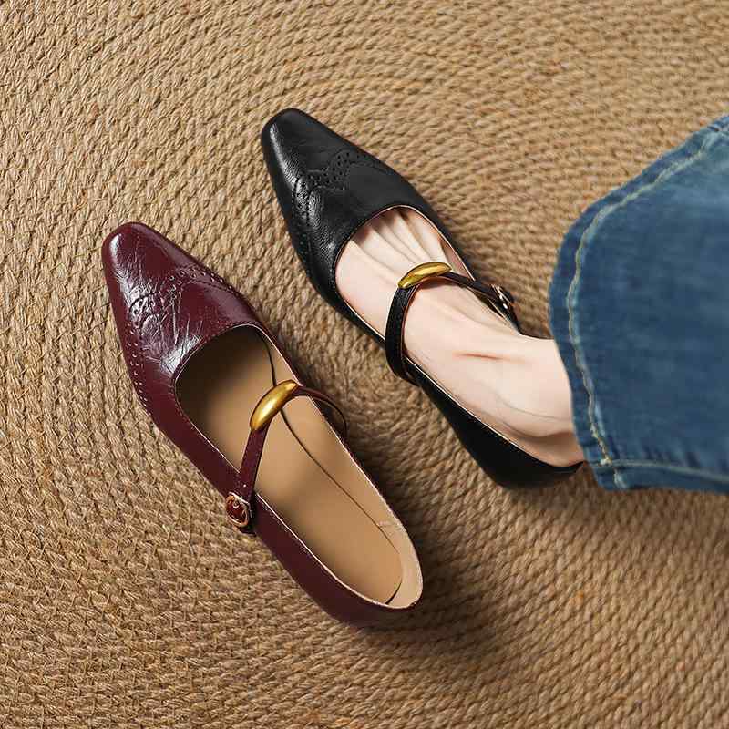 靴 レディース マリージェーン シューズ レトロ ローヒール チャンキーヒール スリッポン スクエアトゥ..