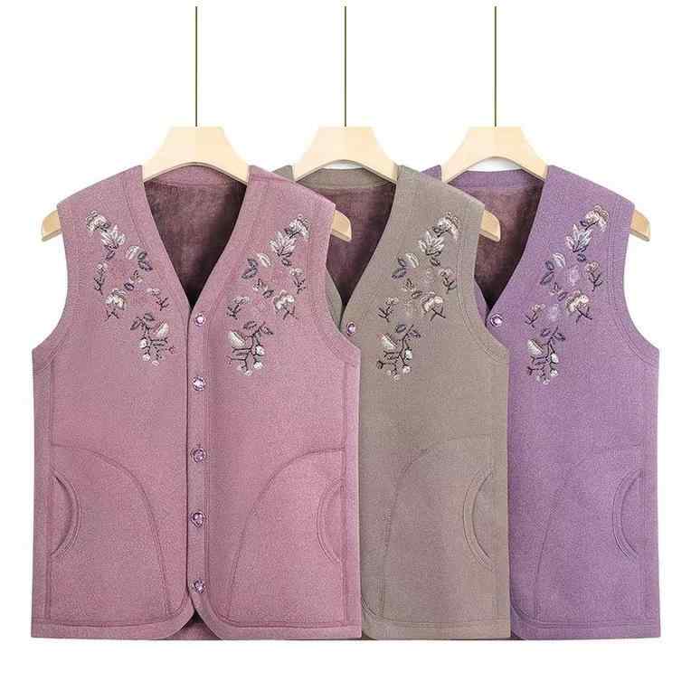 ベスト レディース 秋冬 中高年女性 婦人服 花柄 裏起毛 Vネック あったか ノースリーブ トップス 防寒..