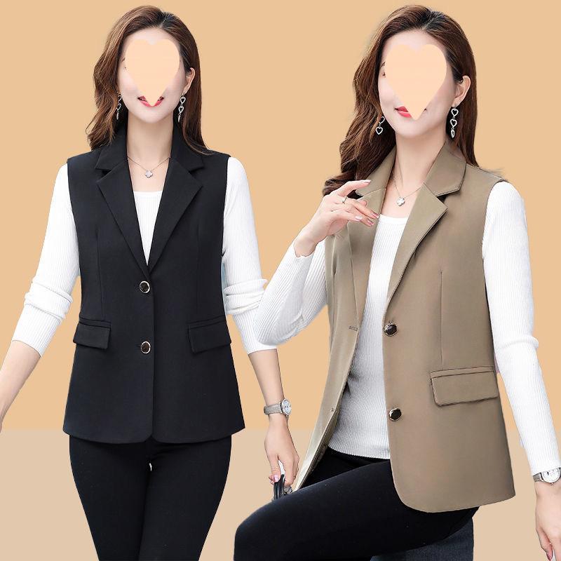 ベスト レディース 春夏 大判サイズ ノースリーブ テーラード スーツ ベスト 襟付き 前開き ポリエステ..