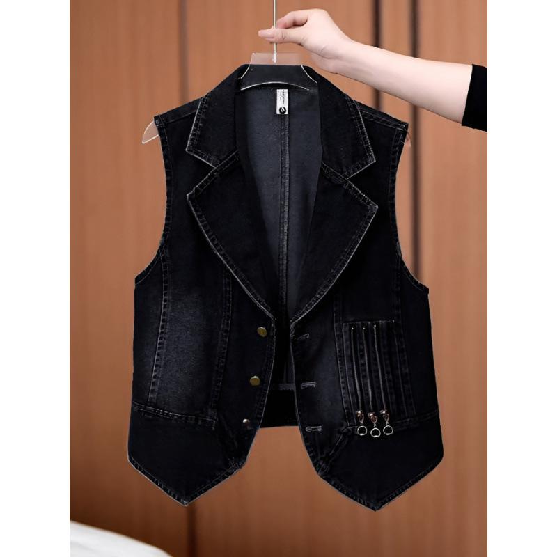 ベスト レディース デニム 春物 ノースリーブ ジレ M L XL 2XL 3XL 4XL ゆったり おしゃれ かわいい 重..