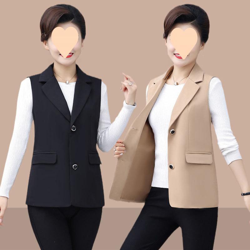 ベスト レディース 春秋物 ママ向け カジュアル チョッキ アウター ミセス ゆったり スリム 薄手 ポリ..