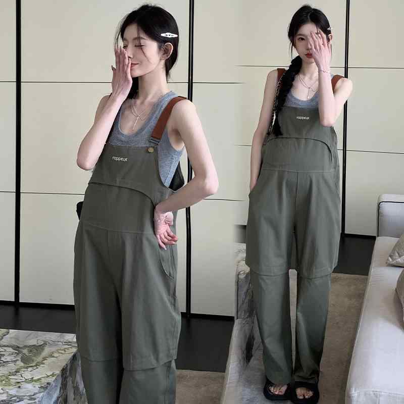 マタニティウェア レディース 春夏 セットアップ サロペット ワイドレッグパンツ ノースリーブ トップ..