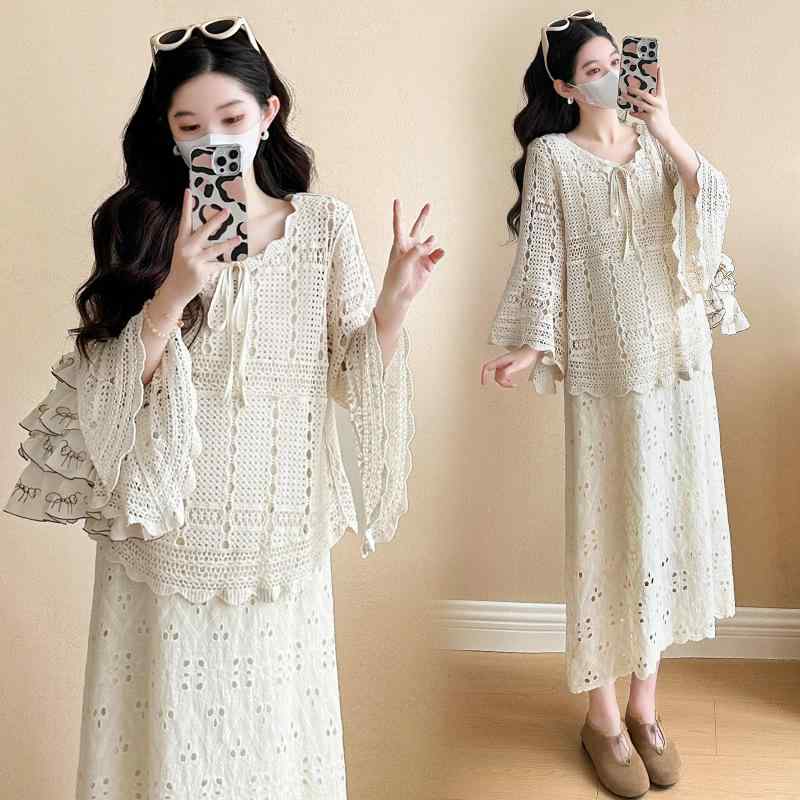 ・カテゴリ: セットアップ・柄: 無地・袖丈: ノースリーブ・素材: 綿・主な素材の含有量: 70-80%・カラー: ベストワンピース、カーディガン・サイズ: M、L、XL、XXL、フリーサイズ・スタイル: 通勤・スカート丈: ロング・袖のタイプ: ノースリーブ・主な素材2: ポリエステル・主な素材2の含有量: 30-50%・加工: くり抜き