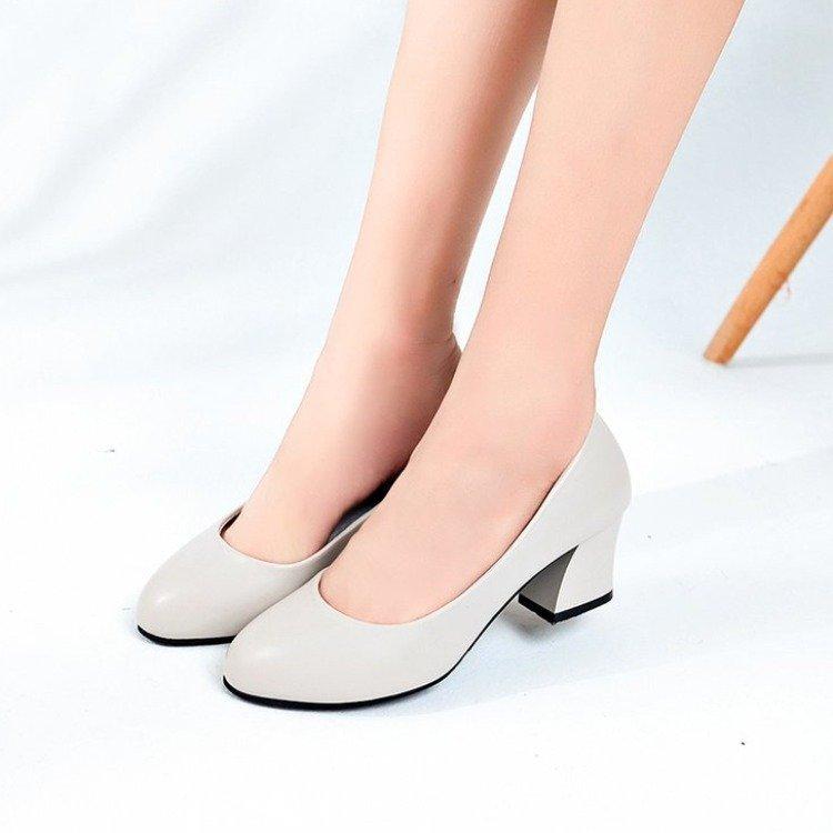 パンプス レディース 春夏 ラウンドトゥ 太ヒール ストラップ 無地 プレーン PUレザー ミドルヒール カジュアル きれいめ かわいい 歩きやすい オフィス ...