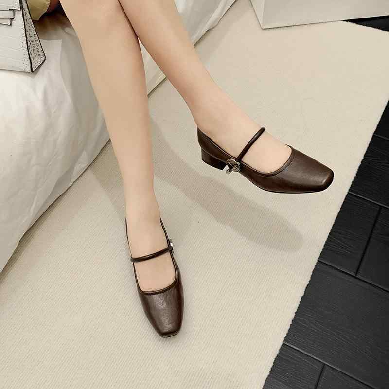 靴 レディース 小さいサイズ パンプス 31 32 33 ローヒール スクエアトゥ マリー ジェーン シューズ フラット ストラップ ぺたんこ 黒 ブラック 茶...