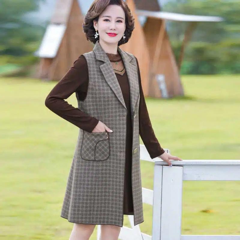 ベスト レディース ミセス 中高年向け アウター ノースリーブ テーラードカラー 通勤 カジュアル ポリ..