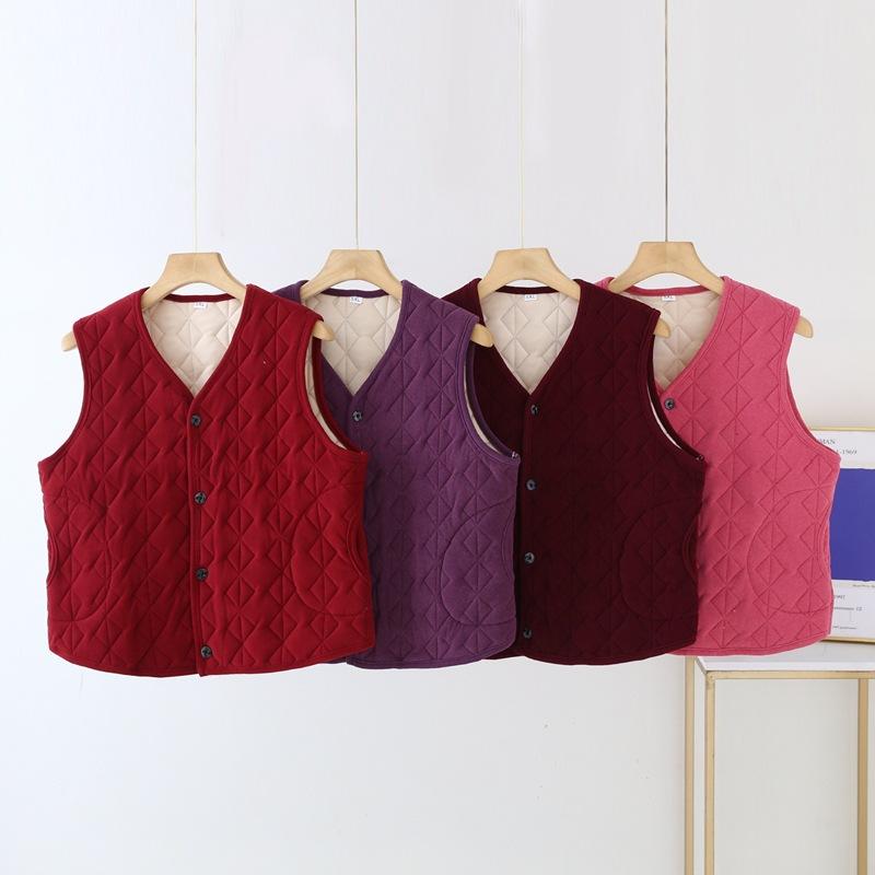 ベスト レディース ミセス ファッション 重ね着風 あったか ポリエステル Vネック カジュアル 普段使い..