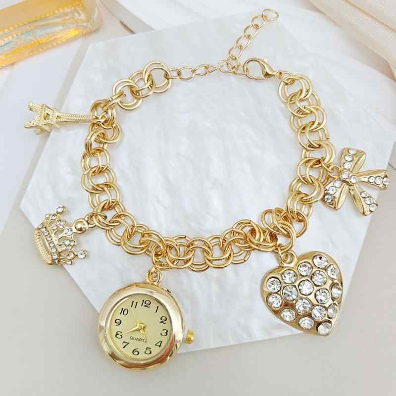 腕時計 レディース ファッション ウォッチ ブレスレット 愛のハート 王冠 鉄塔 バタフライ モチーフ ア..