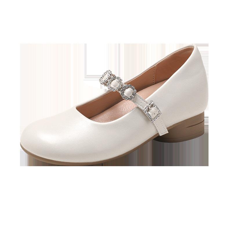 マリージェーン レディース 厚底 婦人靴 ラインストーン飾り 丸いつま先 バックルストラップ ゴム底 普..