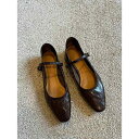 パンプス レディース 春物 フラット ストラップ レザー マリージェーン ローヒール ぺたんこ靴 スクエアトゥ 本革 牛革 ブラック ブラウン 普段使い