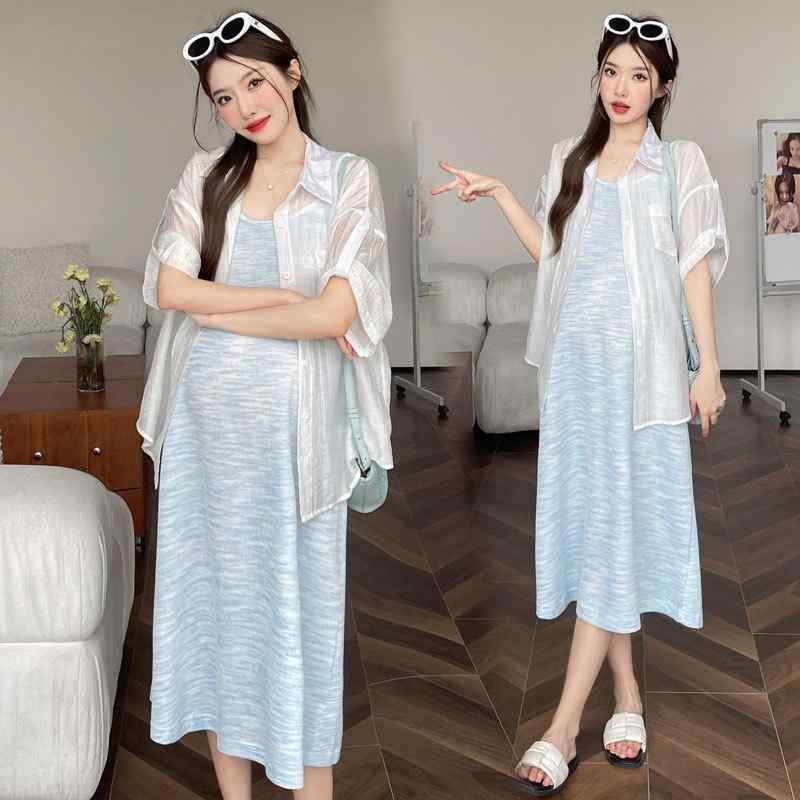 ワンピース レディース 妊婦 春夏 ニット キャミソール ＋ カーディガン セットアップ 接触冷感 ゆった..