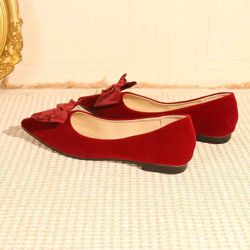 楽天Tanzanウエディングシューズ レディース フラット 結婚式 新婦 シューズ 赤色 ぺたんこ ローヒール 妊婦 マタニティ 大きいサイズ スリッポン ポインテッドトゥ ラインストーン 花柄 スエード 柔らかい 超繊維 快適 婦人靴 ブライダル パーティー 春夏秋冬