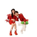 ニット レディース スカート パンツ メンズ 上下セット 夫婦 恋人 ペアルック 撮影用 部屋着 ポリエステル 赤