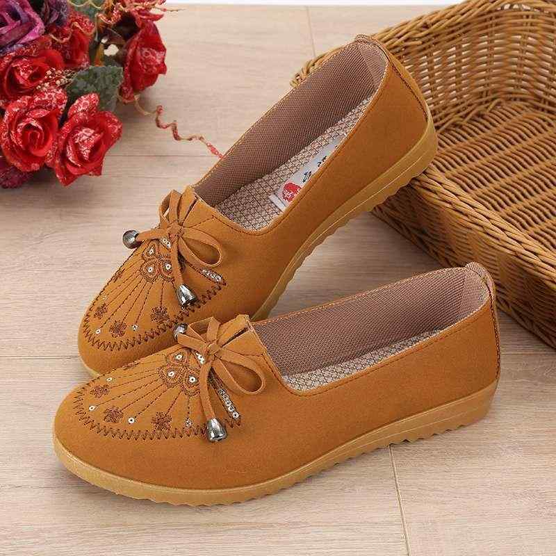 スニーカー レディース 布靴 婦人靴 高齢者シューズ 妊婦靴 スリッポン ローカット 蝶結び 滑り止め 柔..