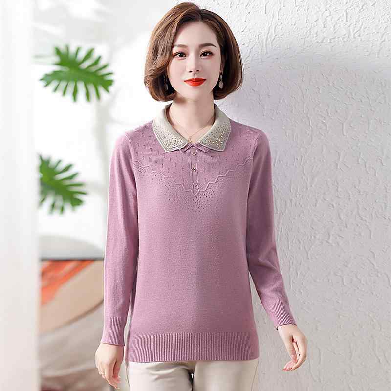 ニット レディース ポロネック トップス 長袖 セーター 大きいサイズ ゆったり チュニック丈 リブ 無地 赤 ブルー ベージュ パープル M L XL 2L 3L 4L