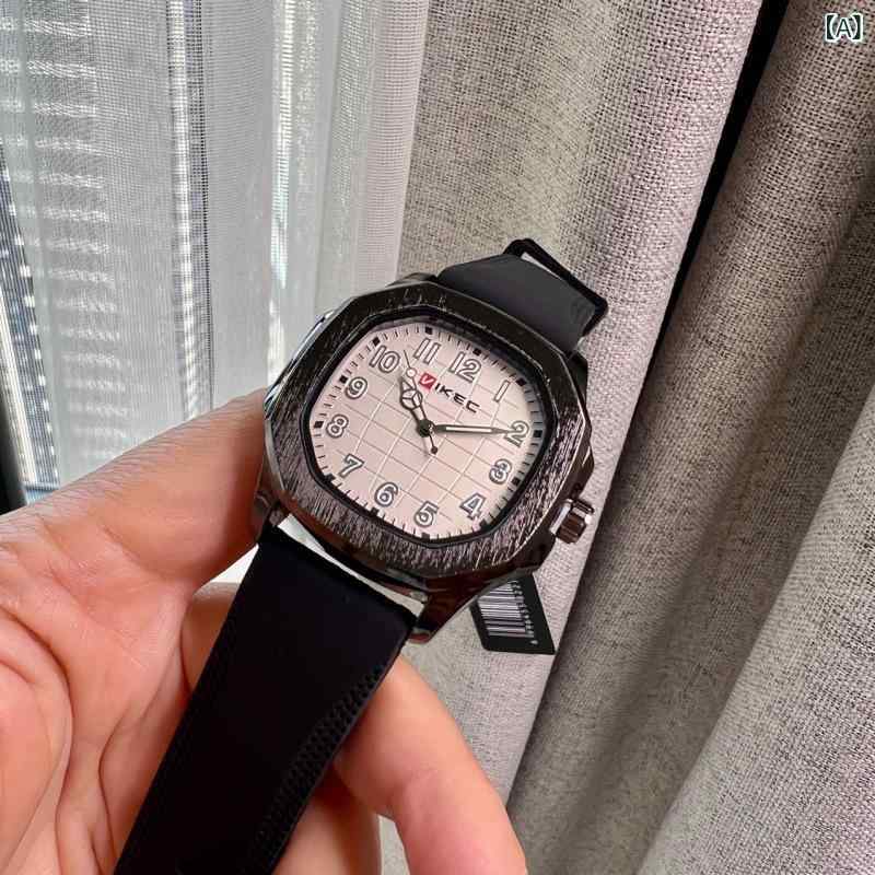 腕時計 メンズ レディース カジュアル スクエアフェイス アナログ クォーツ 合金 仿皮 防水なし ブラック ホワイト グリーン グレー ブルー コーヒー