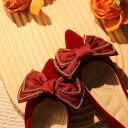 パンプス レディース ブライダルシューズ フラット ローヒール ウェディングシューズ ポインテッドトゥ ぺたんこ 妊婦 マタニティ 結婚式 二次会 花嫁 赤 レ...