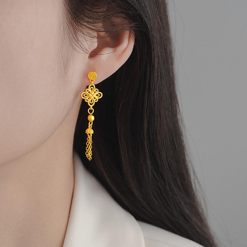 イヤリング レディース 中国結び ゴールド エスニック レトロ 文芸復古 チーパオ チャイナドレス コス..