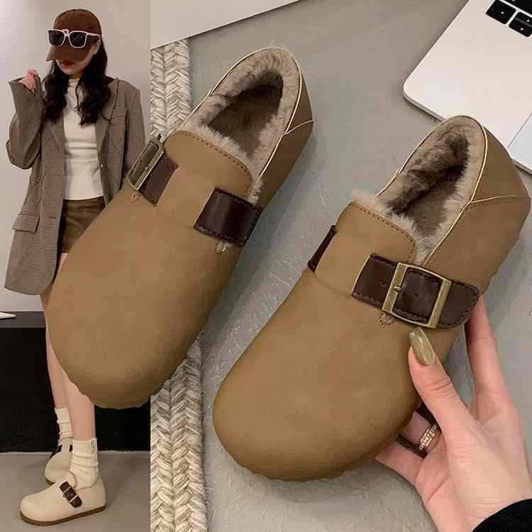 靴 レディース 婦人靴 スリッポン モカシン フラットシューズ ラウンドトゥ 無地 秋冬 防寒 保温 起毛 ..