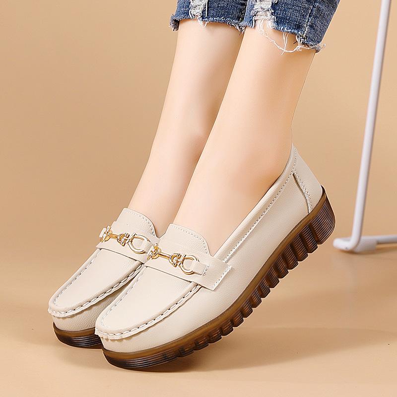 靴 レディース 豆豆 シューズ カジュアル スリッポン ローヒール 婦人靴 柔らかい ソール ぺたんこ靴 歩きやすい 履きやすい ママ 靴 フラットシューズ 防水 滑り止め 軽量 ローファー グレー系 アイボリー ブラック ホワイト 春夏秋冬