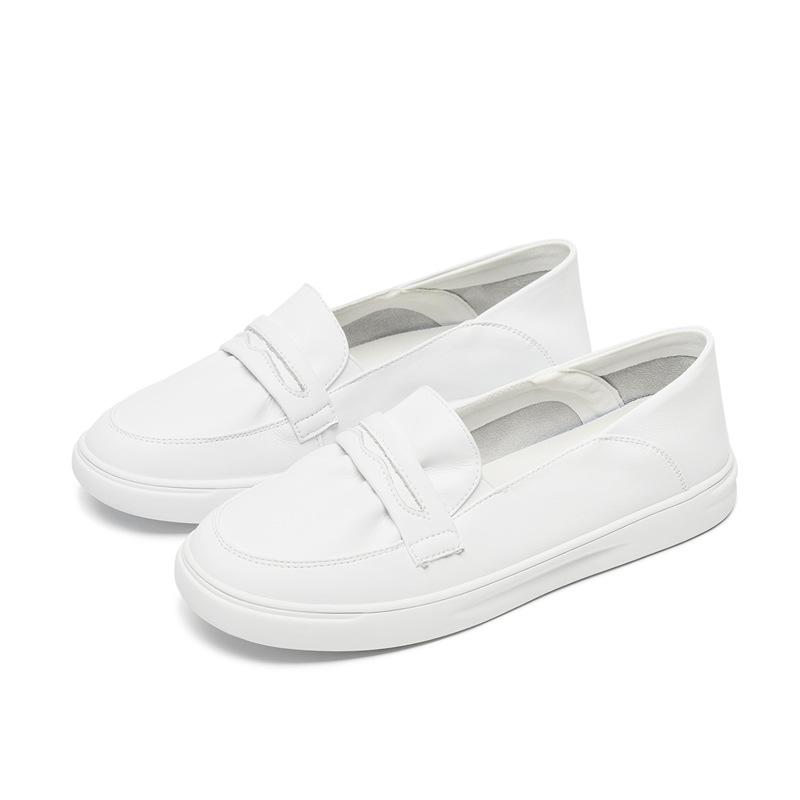 スニーカー レディースシューズ フラット ローカット 本革 ラウンドトゥ スリッポン ぺたんこ靴 婦人靴..