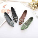 パンプス レディース ぺたんこ靴 フラットシューズ ポインテッドトゥ ローヒール 妊婦靴 マタニティ 柔らかい 歩きやすい 履きやすい 黒 緑 青 茶色 春夏秋...