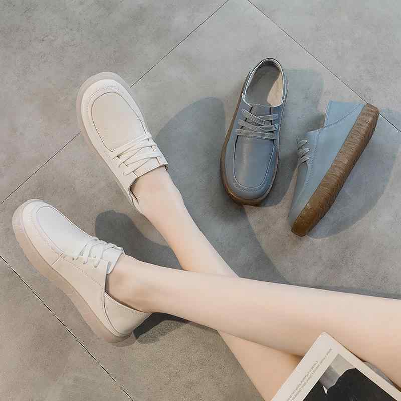 靴/ブーティ レディースシューズ 本革 2Way 婦人靴 レースアップ ローヒール ぺたんこ 紐靴 フラット ..