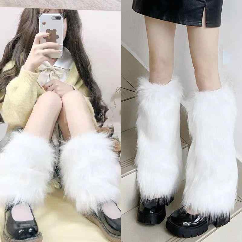 靴下 レディース レッグウォーマー ファー ふわふわ ソックス 秋冬 かわいい ガーリー 美脚 冷え対策 白 黒 オレンジ ピンク 赤 グレー 黄色 桃色 青 紫 茶色 緑 あったか デート普段使い