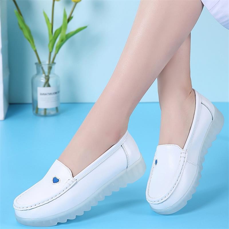 靴 レディース 婦人靴 婦人用 スリッポン ぺたんこ靴 フラットシューズ ナースシューズ 白靴 牛革 本革..