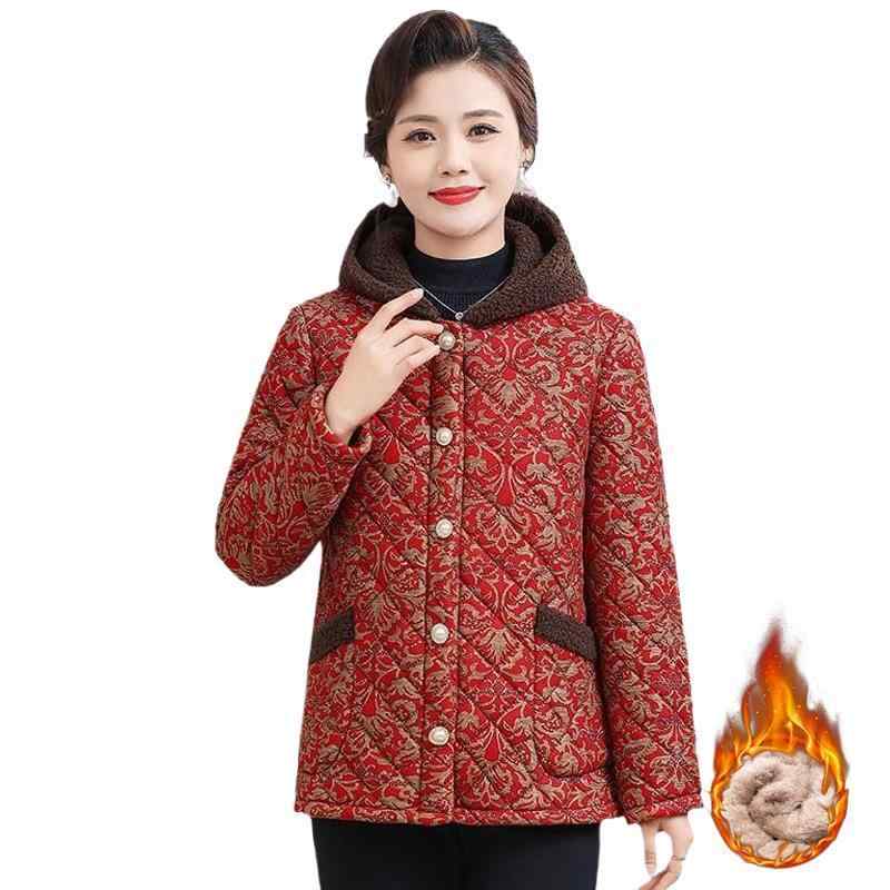 カーディガン レディース ミセス 裏起毛 あったか 厚手 フード付き 上着 シニア 婦人服 中国風 花柄 秋..