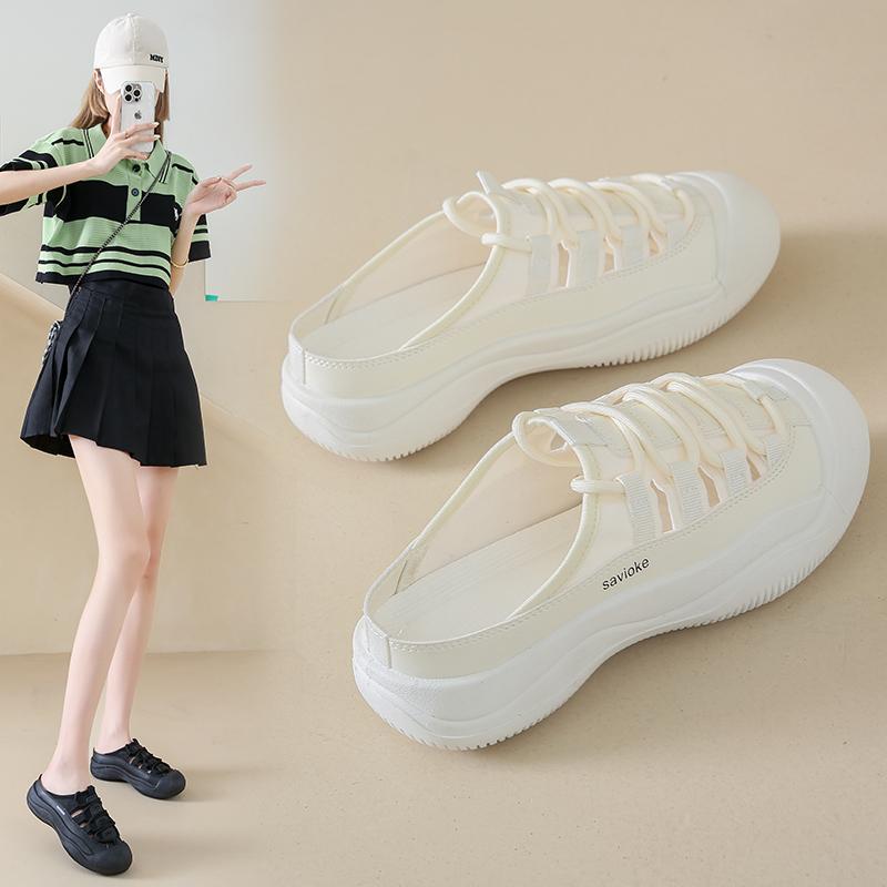 サンダル レディース 婦人靴 スリッパ フラット ローヒール 合成皮革 耐摩耗性 米白 黒 35 36 37 38 39..