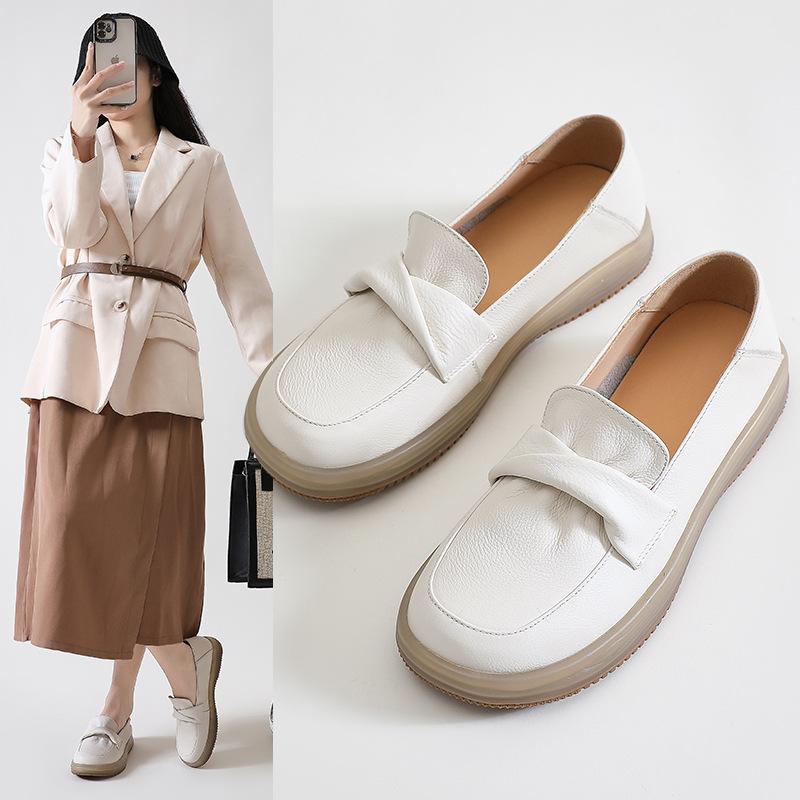 スニーカー レディース 妊婦靴 スリッポン レザーシューズ ぺたんこ靴 ローヒール 柔らかい 本革 牛革 ..