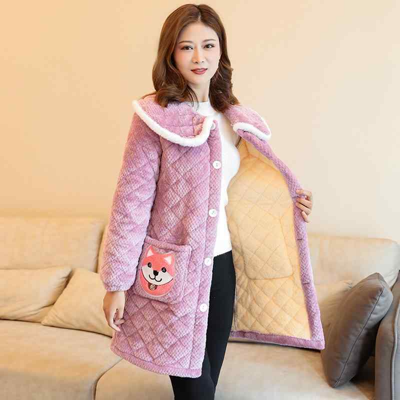 ホームウェア レディース 秋冬 加絨 加厚 フード付き 中 длинный 丈 長袖 チュニック ワンピース あっ..