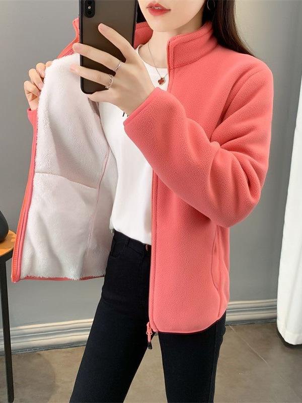 フリース レディース ボアジャケット カーディガン 秋冬 加絨 厚手 防寒 あったか 両面フリース ゆった..