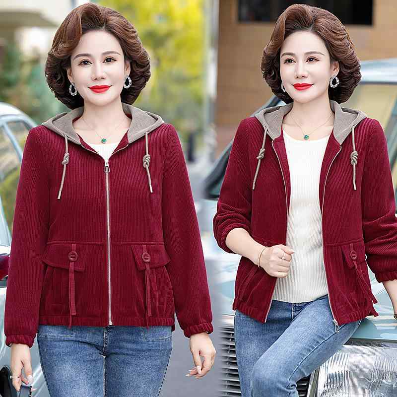 ジャケット レディース コーデュロイ ミセス アウター ファッション 中高年 女性 長袖 上着 パーカー ..